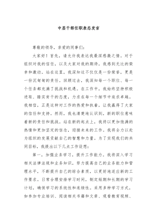 中层干部任职表态发言