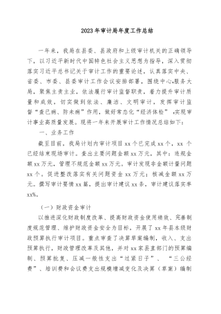 2023年审计局年度工作总结