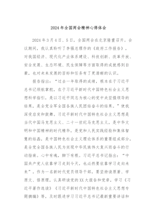 2024年全国两会精神心得体会