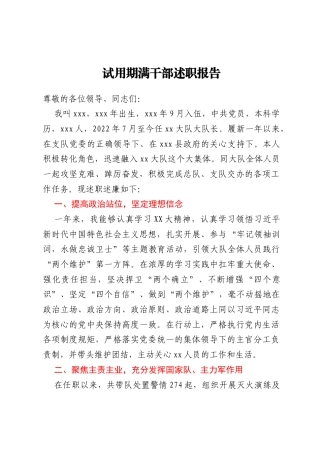 试用期满干部述职报告