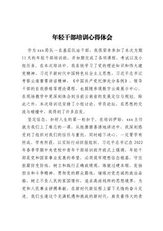 年轻干部培训心得体会