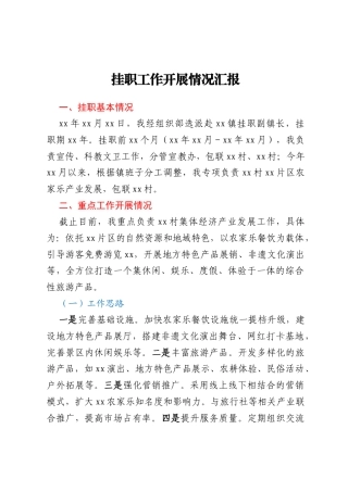 挂职工作开展情况汇报