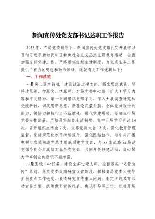 新闻宣传处党支部书记述职工作报告