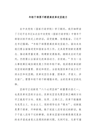 年轻干部要不断提高改革攻坚能力