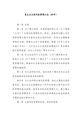 某企业全面风险管理办法（参考）
