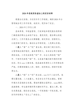 2024年县政府务虚会上的发言材料