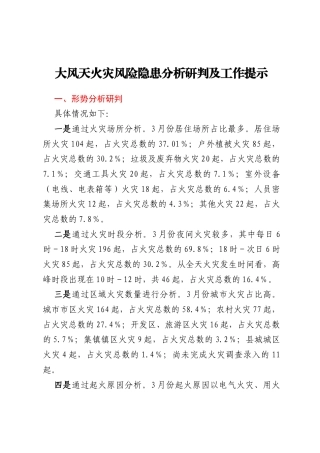 大风天火灾风险隐患分析研判及工作提示