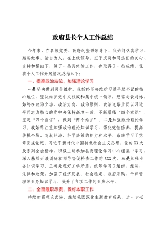 政府县长个人工作总结