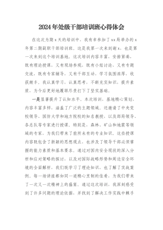 2024年处级干部培训班心得体会