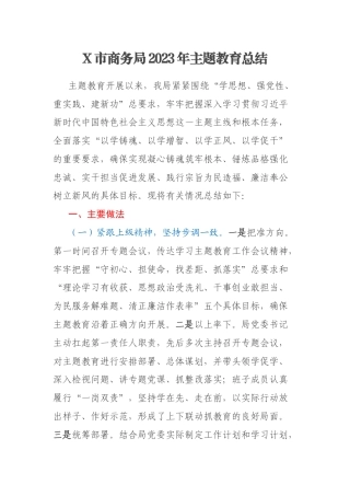 X市商务局2023年主题教育总结