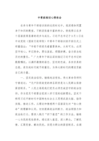 中青班培训心得体会