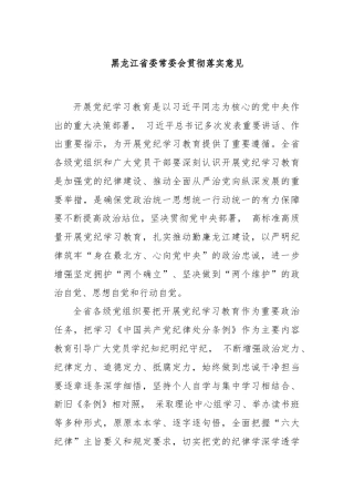 黑龙江省委常委会贯彻落实意见
