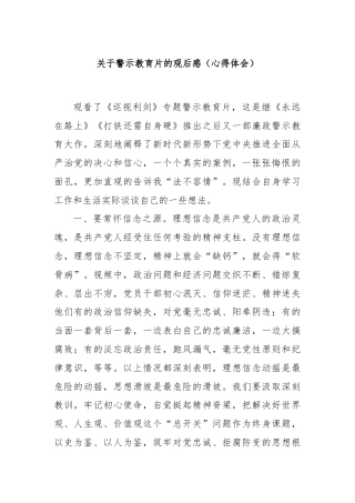 关于警示教育片的观后感（心得体会）