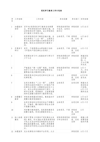 党纪学习教育工作计划表