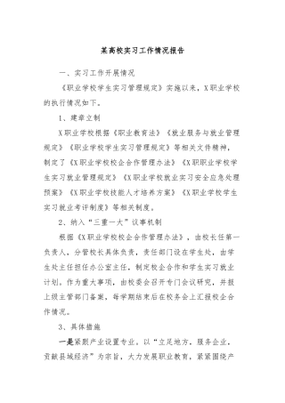 某高校实习工作情况报告