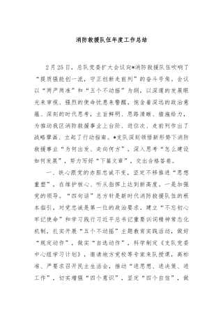 消防救援队伍年度工作总结