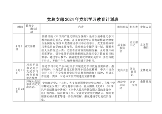 党纪学习教育学习计划安排表格
