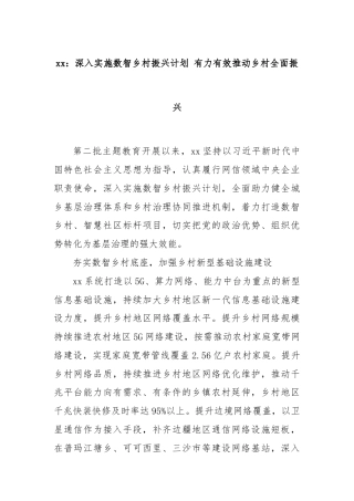 研讨发言：深入实施数智乡村振兴计划 有力有效推动乡村全面振兴