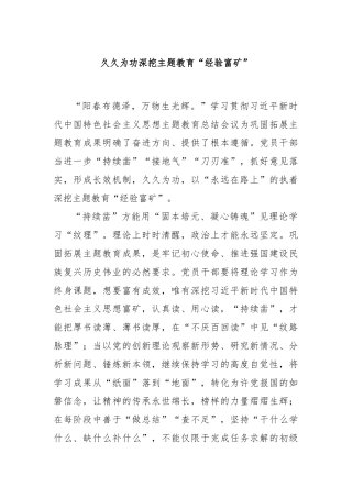 久久为功深挖主题教育“经验富矿”