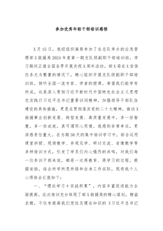 参加优秀年轻干部培训感悟