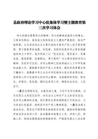 县政府理论学习中心组集体学习暨主题教育第三次学习体会
