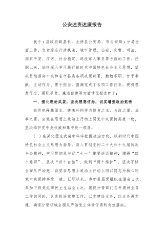 公安述责述廉报告