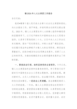 镇2024年人大主席团工作报告