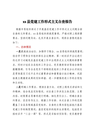 xx县党建工作形式主义自查报告