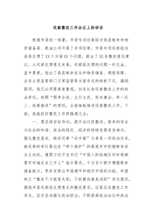 巡察整改工作会议上的讲话