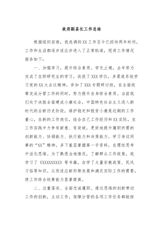 政府副县长工作总结