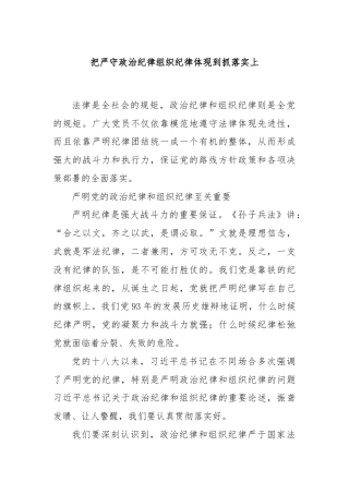 把严守政治纪律组织纪律体现到抓落实上