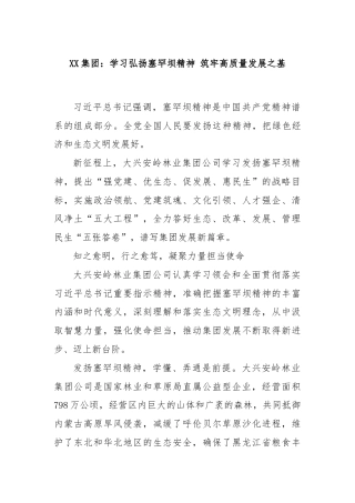 XX集团：学习弘扬塞罕坝精神 筑牢高质量发展之基