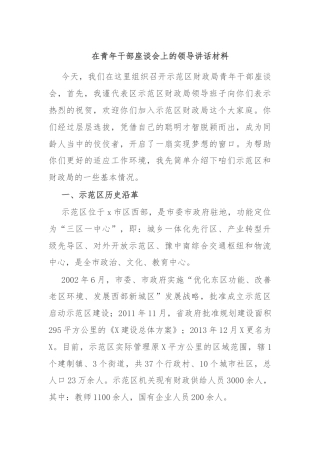 在青年干部座谈会上的领导讲话材料