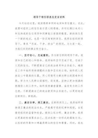 领导干部任职表态发言材料