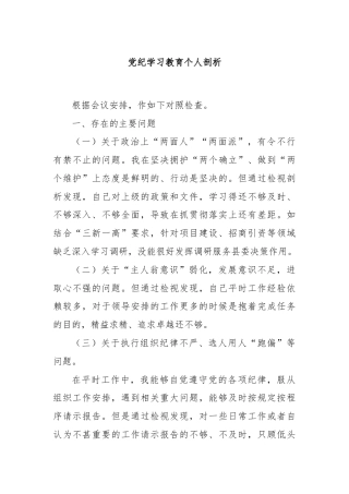 党纪学习教育个人剖析