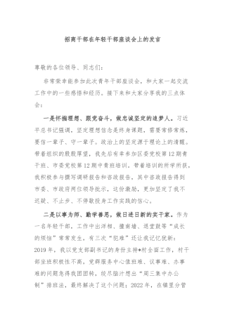 招商干部在年轻干部座谈会上的发言