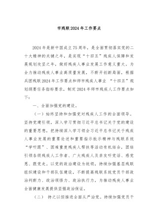 市残联2024年工作要点