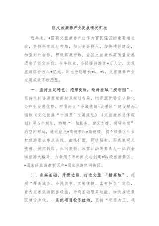 区文旅康养产业发展情况汇报