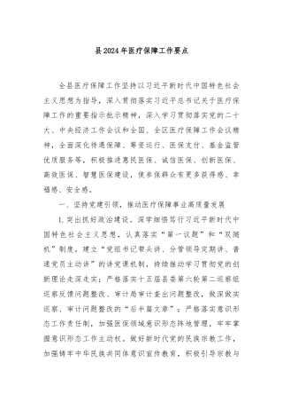 县2024年医疗保障工作要点