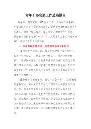 青年干部发展工作总结报告