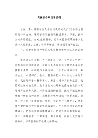 巡视组个别谈话提纲