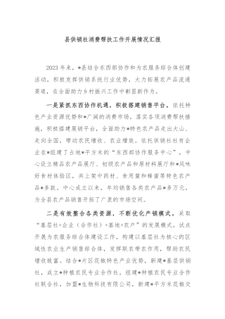 县供销社消费帮扶工作开展情况汇报