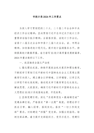 市统计局2024年工作要点