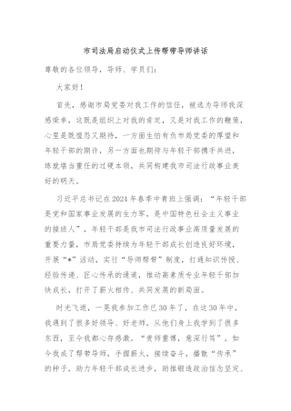 市司法局启动仪式上传帮带导师讲话