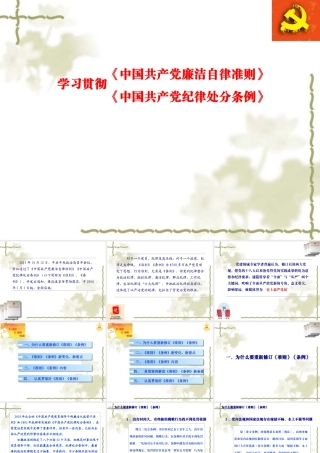 精编最新学习《中国共产党廉洁自律准则》和《中国共产党纪律处分条例》PPT课件