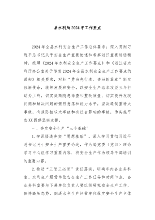 县水利局2024年工作要点