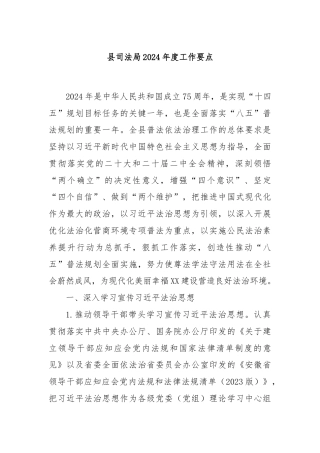 县司法局2024年度工作要点