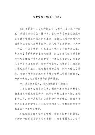 市数管局2024年工作要点