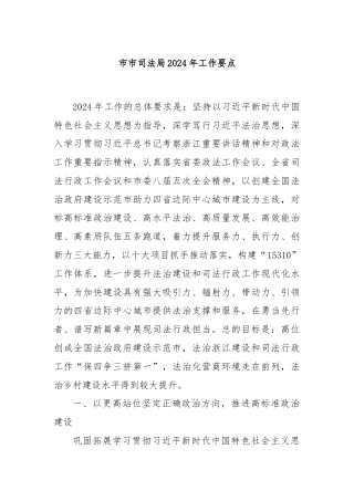 市市司法局2024年工作要点