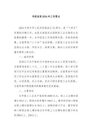 市经信局2024年工作要点